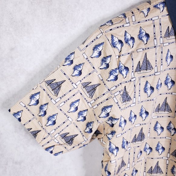 Vtg Dunhill Seashell Print Polo Shirt Sz Medium - Picture 4 of 9